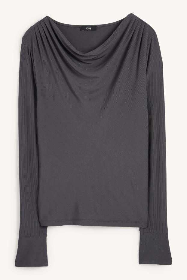 Femei - Tricou cu mânecă lungă - gri închis