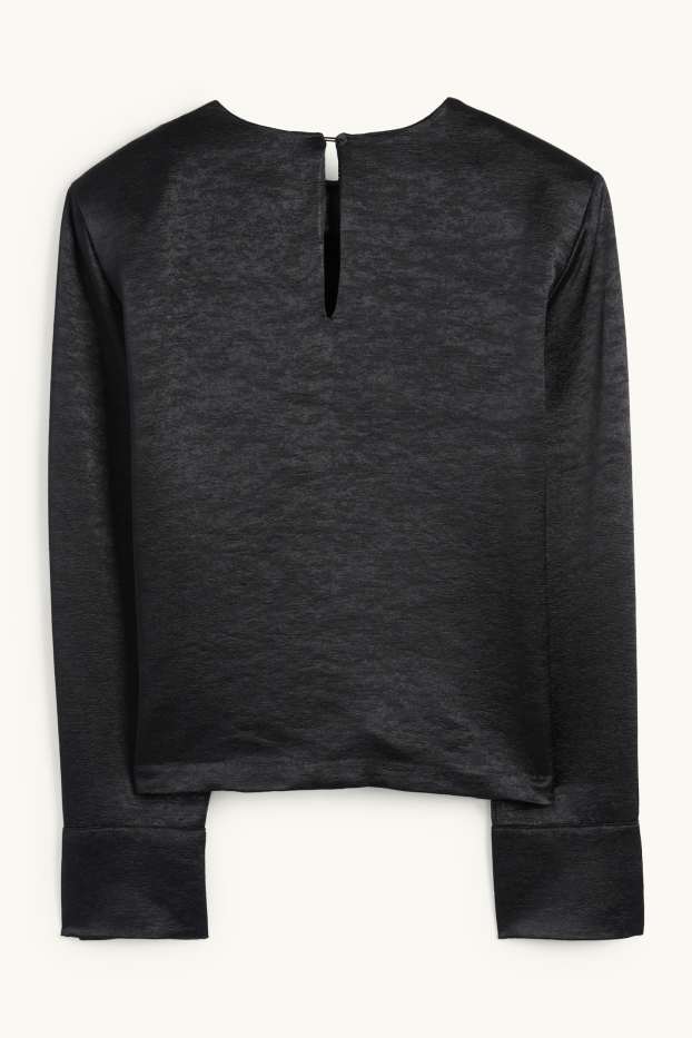 Damen - Bluse - glänzend - schwarz