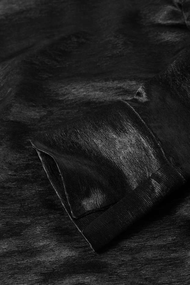 Damen - Bluse - glänzend - schwarz