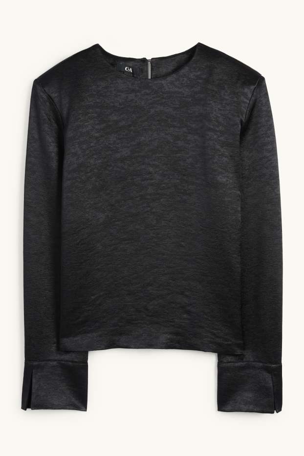 Damen - Bluse - glänzend - schwarz