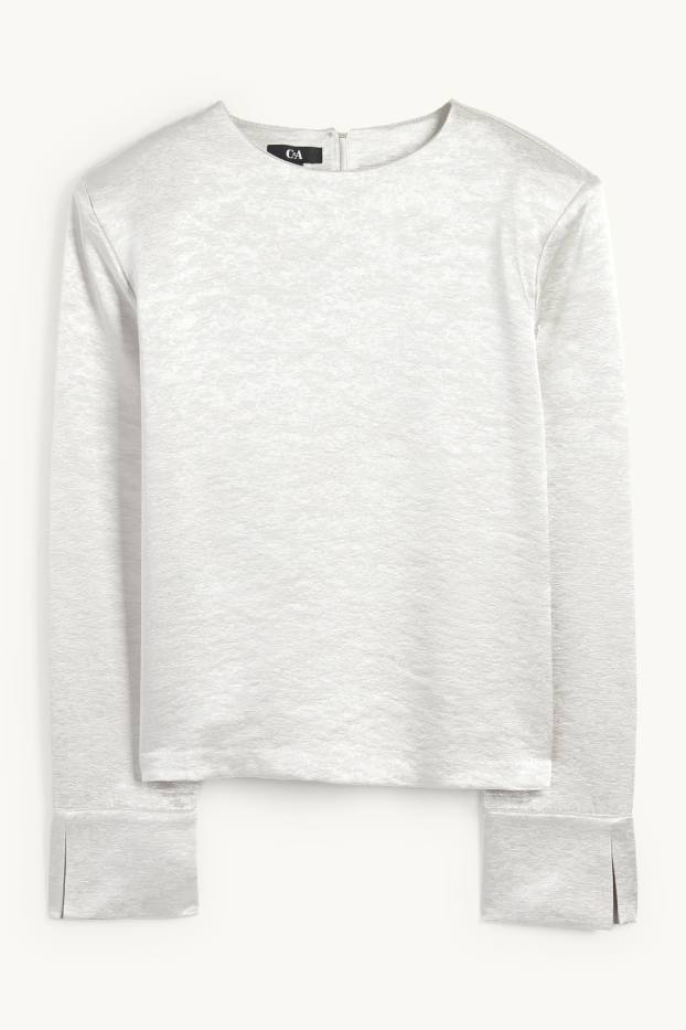 Dames - Blouse - glanzend - zilver