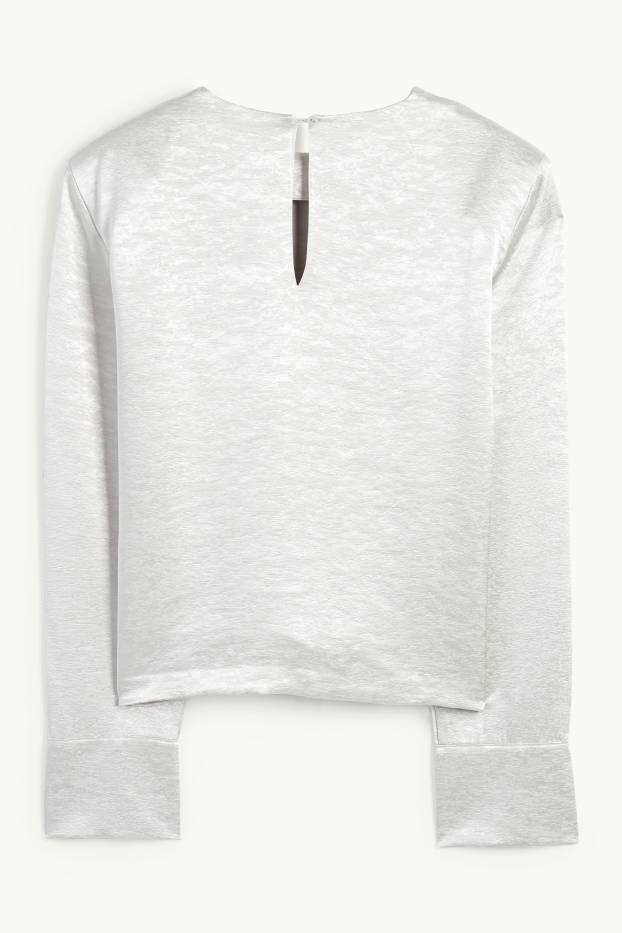 Dames - Blouse - glanzend - zilver