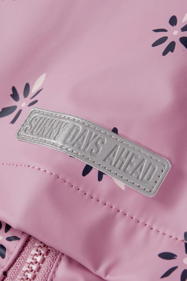 Enfants filles - Fleur - Veste de pluie à capuche - imperméable - rose
