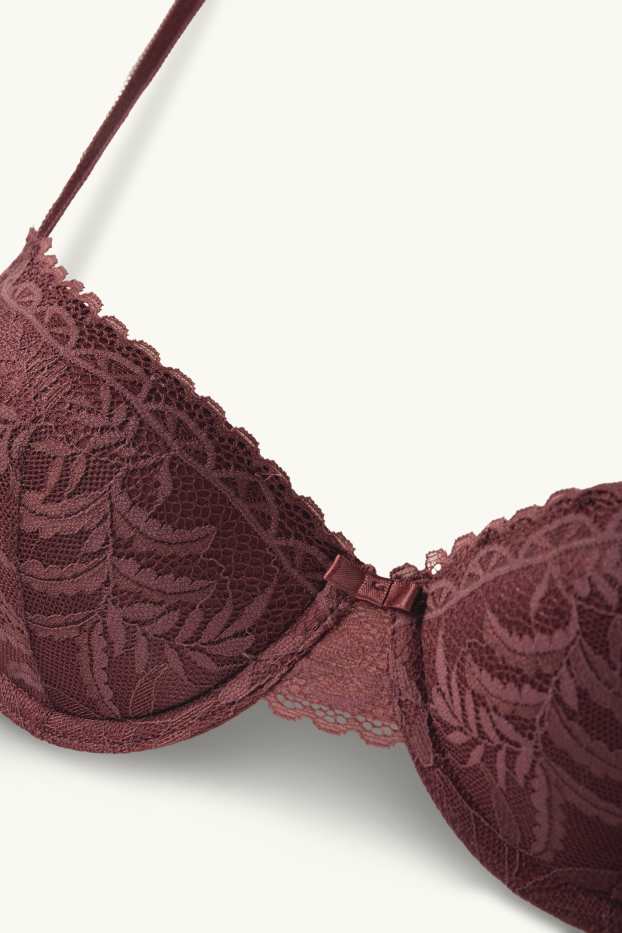 Dames - BH met beugels - DEMI - voorgevormd - donkerrood
