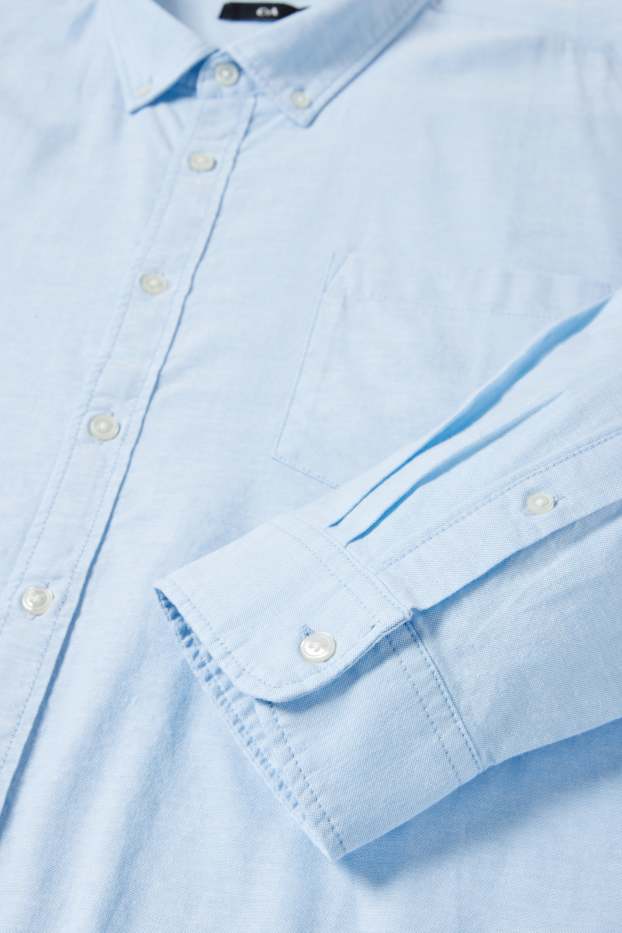 Hommes - Chemise - regular fit - col button-down - bleu clair