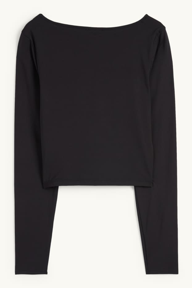 Donna - Maglia a maniche lunghe dal taglio corto - nero