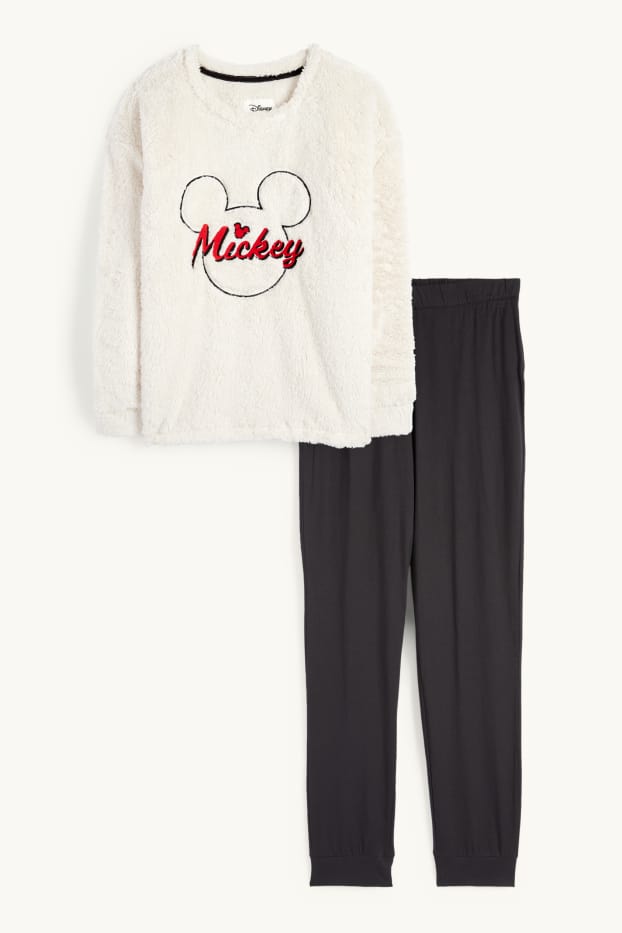 Damen - Winter-Pyjama - Micky Maus - hellbeige