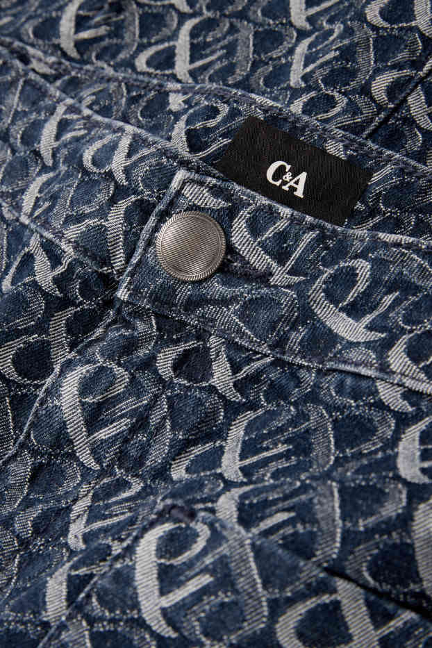 Femmes - Mini-jupe en jean - à motif - jean bleu foncé