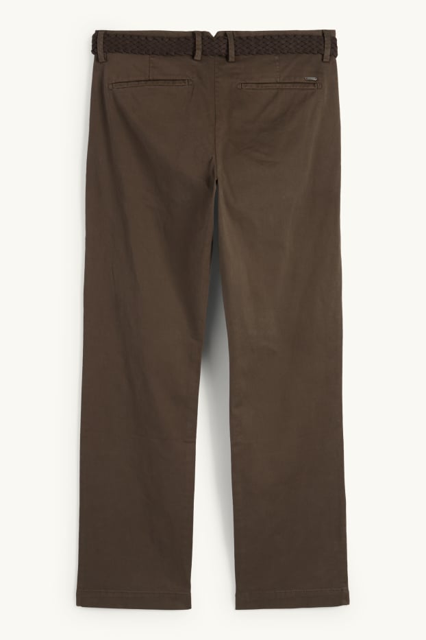Hommes - Chino avec ceinture - regular fit - marron foncé