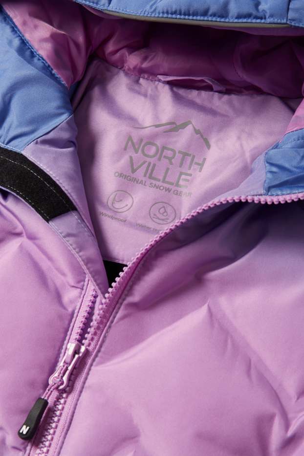 Enfants filles - Veste de ski à capuche - finition déperlante - rose