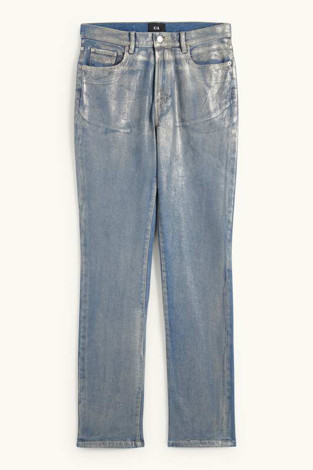 Dames - Vintage straight jeans - glanzend - jeanslichtblauw