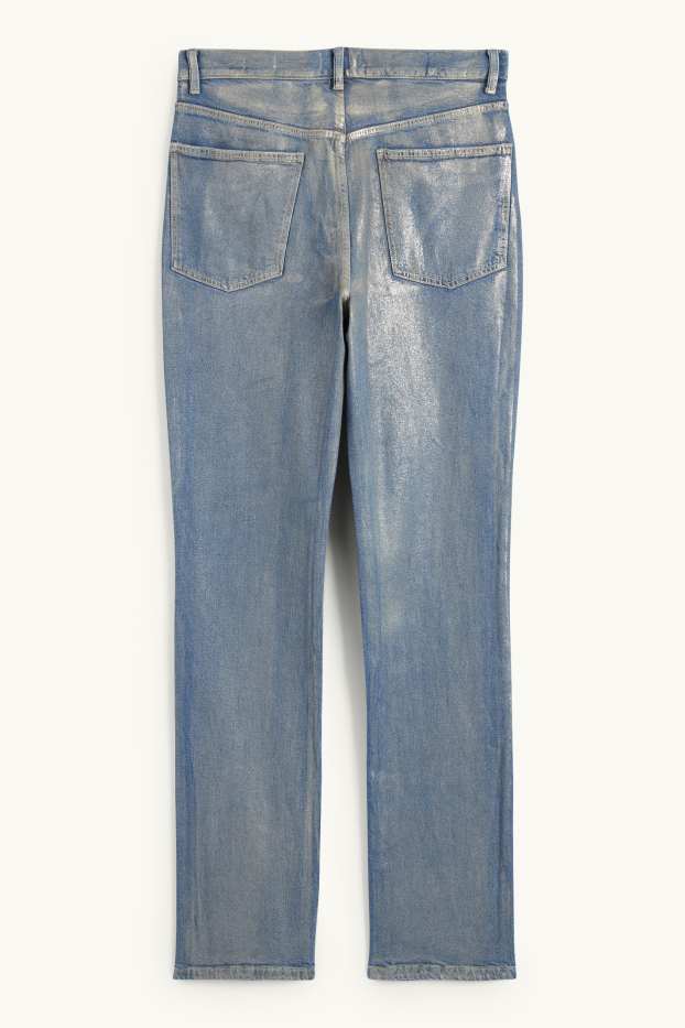 Dames - Vintage straight jeans - glanzend - jeanslichtblauw