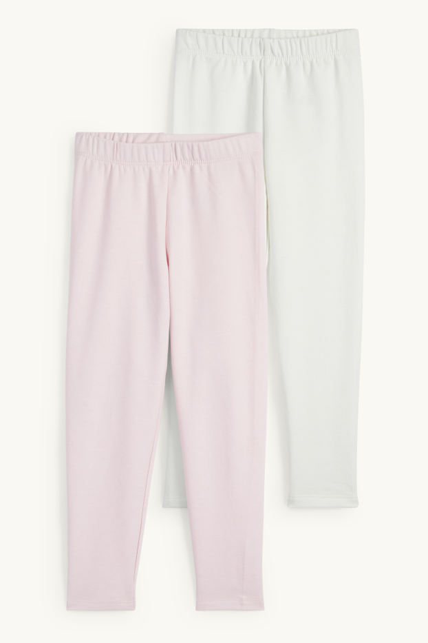 Enfants filles - Lot de 2 - leggings chauds - rose