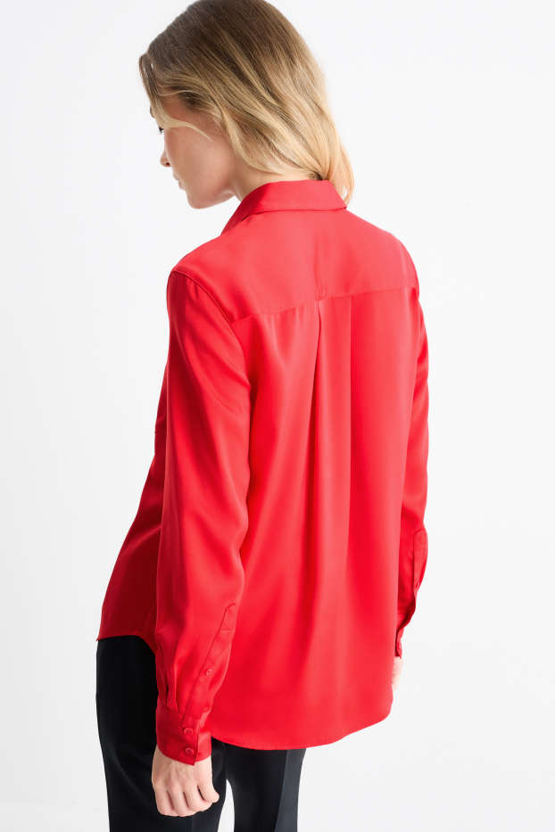 Women - Satin blouse - red