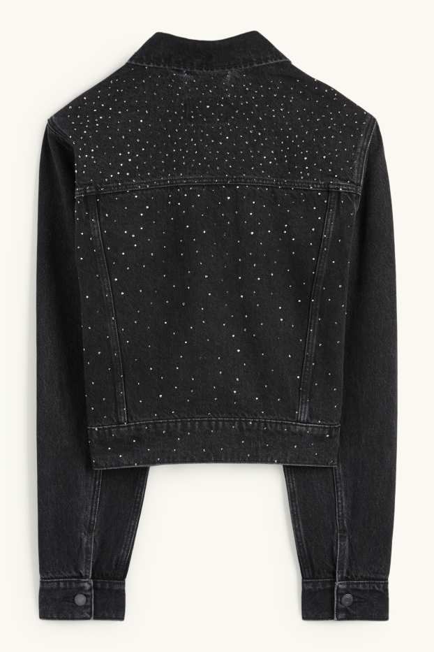 Femmes - Veste en jean orné de strass - jean gris foncé