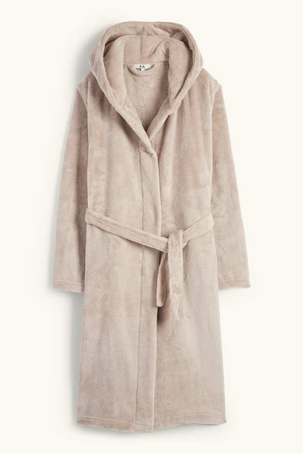 Femmes - Peignoir de bain à capuche - beige