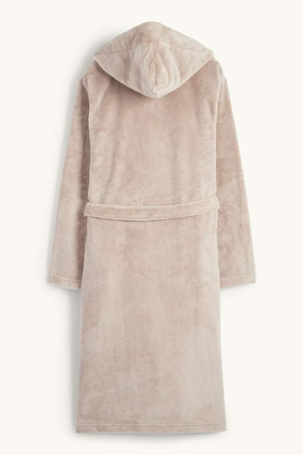 Femmes - Peignoir de bain à capuche - beige