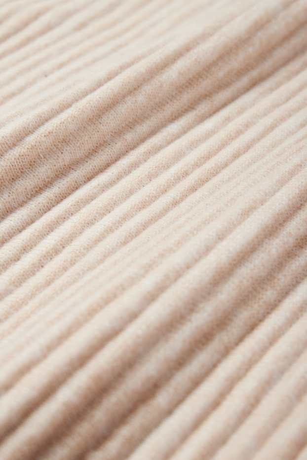 Women - Knitted dress - ribbed - light beige