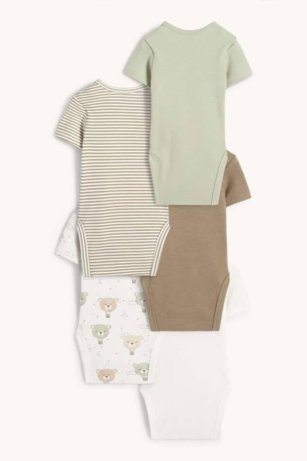 Unisexe - Lot de 5 - oursons - bodys bébé - vert