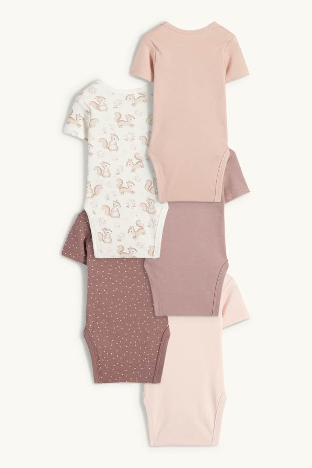 Bebés niñas - Pack de 5 - ardillas - bodies para bebé - rosa oscuro
