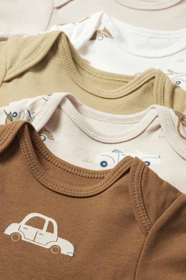 Neonati - Confezione da 5 - veicoli - body per neonati - grigio-marrone