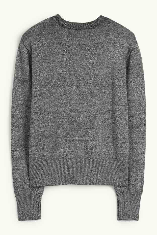 Femmes - Pull à fine maille - brillant - gris