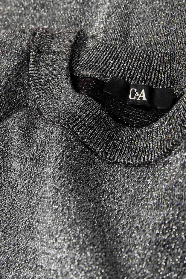 Femmes - Pull à fine maille - brillant - gris