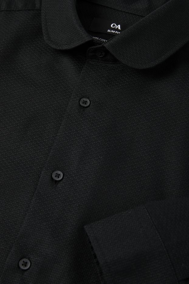 Herren - Businesshemd - Slim Fit - Clubkragen - bügelfrei - schwarz