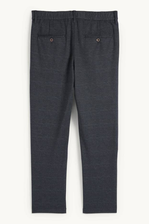 Pánské - Kalhoty chino - tapered fit - kostkované - tmavošedá