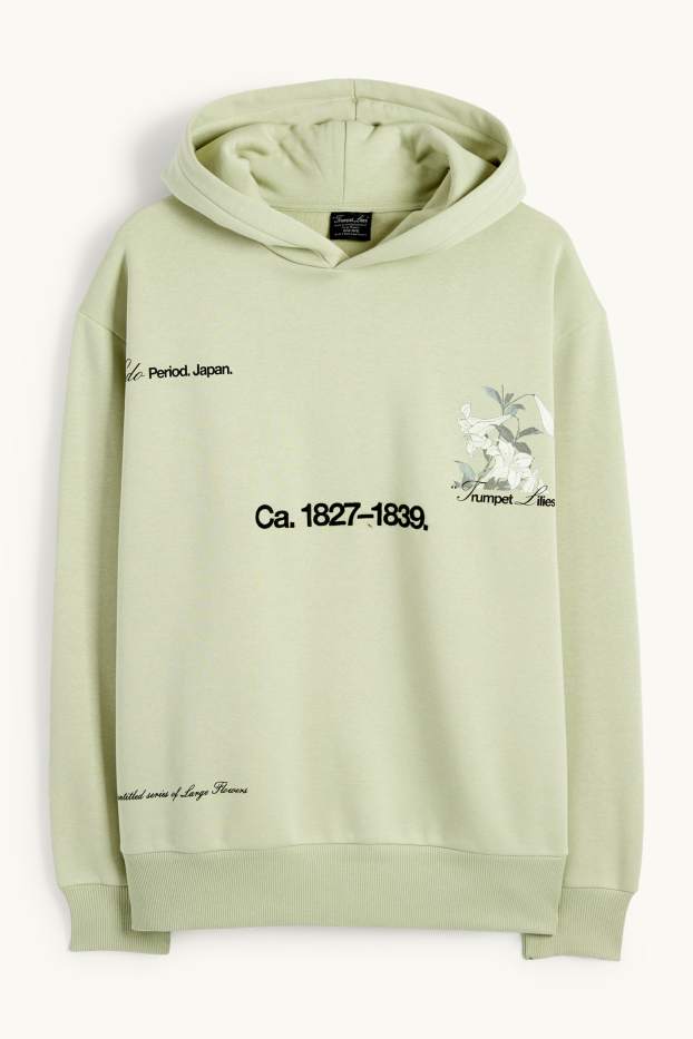 Hommes - Sweat à capuche oversize - Hokusai - vert clair