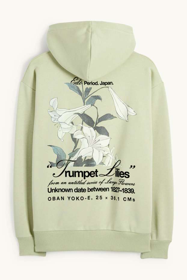 Hommes - Sweat à capuche oversize - Hokusai - vert clair