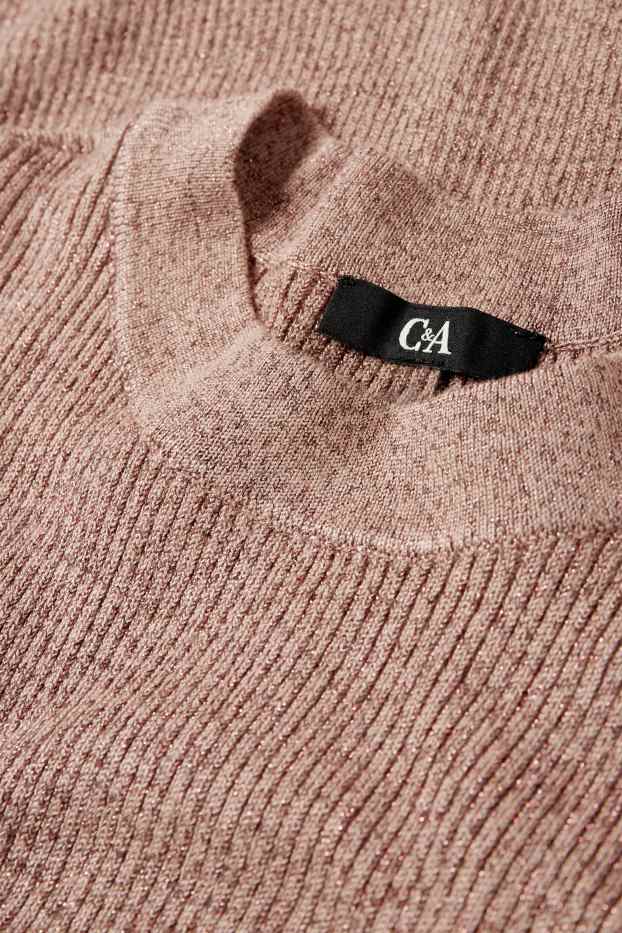 Dona - Vestit de punt amb obertura - acanalat - brillant - marró vermellós