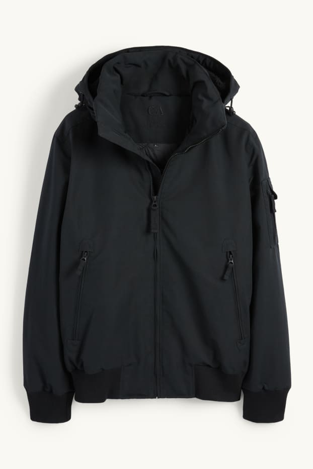 Uomo - Giaccone con cappuccio - idrorepellente - nero