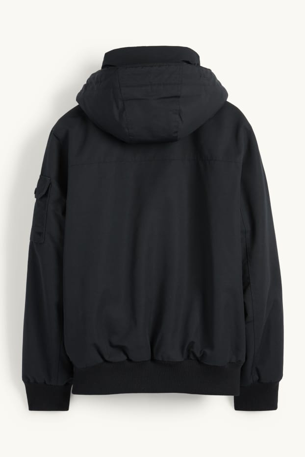 Uomo - Giaccone con cappuccio - idrorepellente - nero