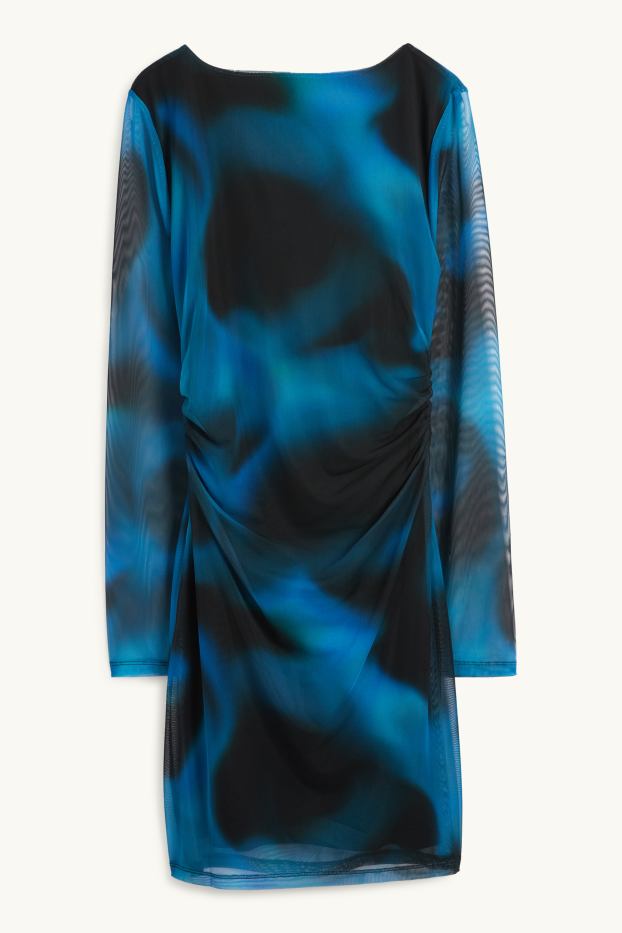 Dames - Jurk van mesh - met patroon - donkerblauw