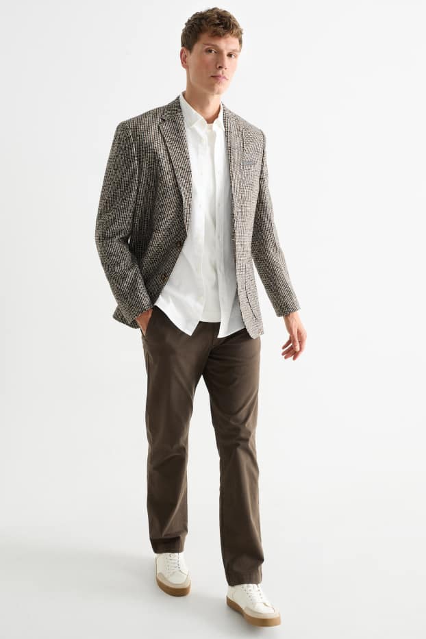 Hommes - Chino avec ceinture - regular fit - marron foncé