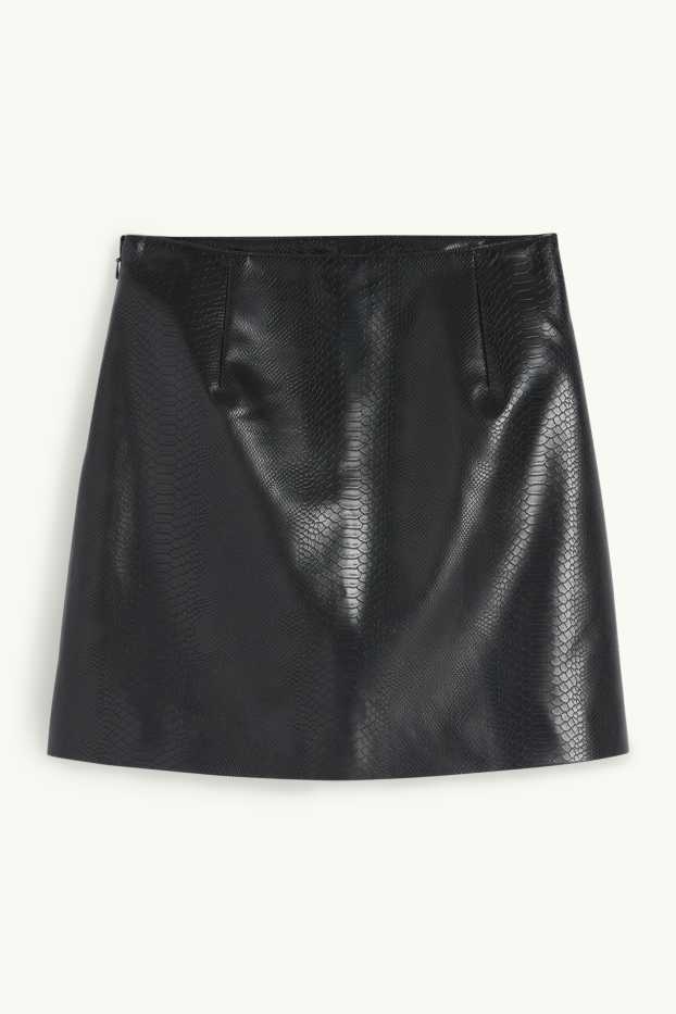 Femei - Fustă mini - imitație de piele - negru