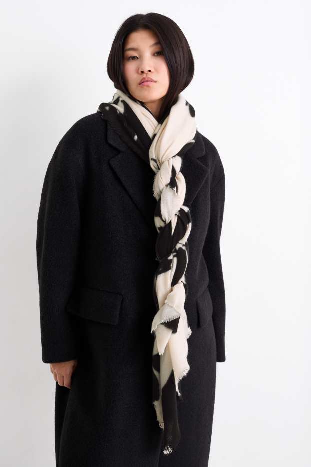 Donna - Sciarpa - a fiori - nero