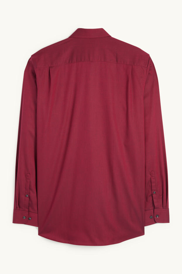 Hommes - Chemise de bureau - regular fit - col kent - facile à repasser - rouge foncé