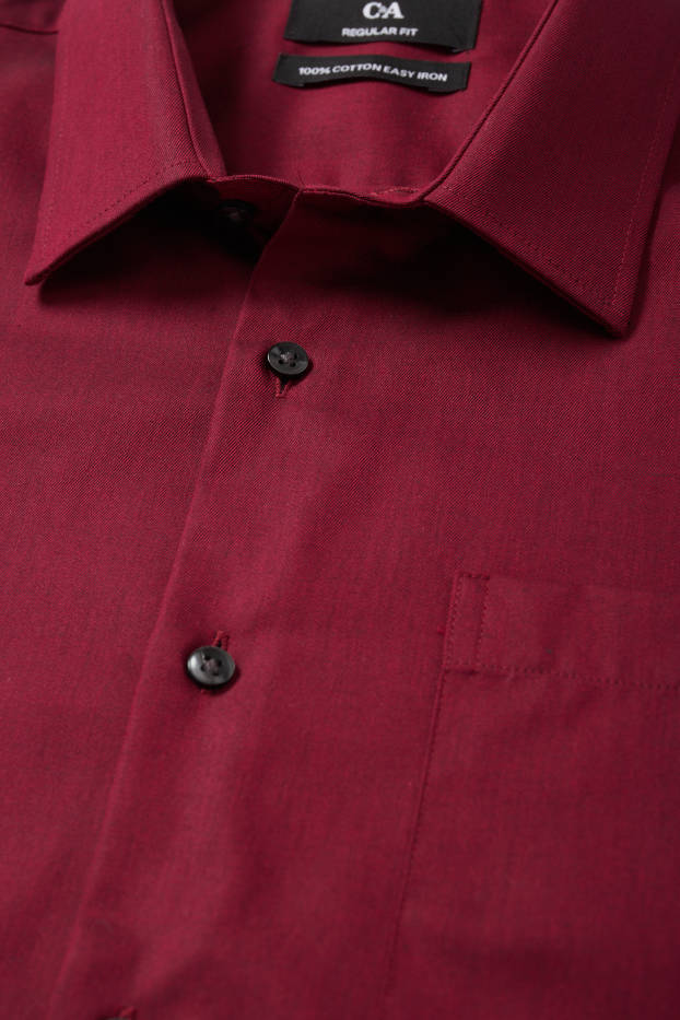 Hommes - Chemise de bureau - regular fit - col kent - facile à repasser - rouge foncé