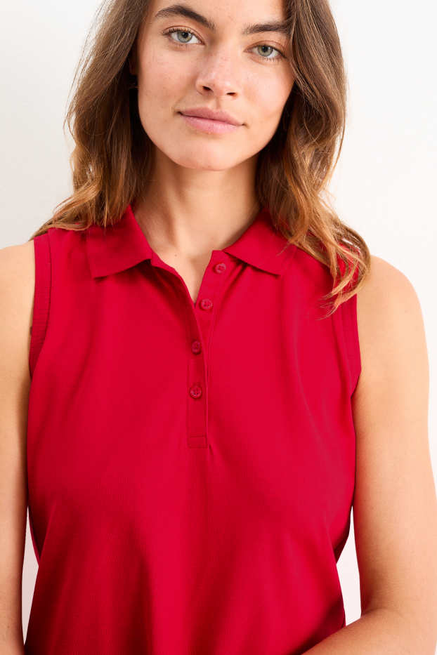 Damen - Basic-Polokleid - rot