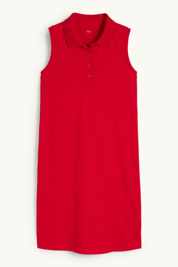 Damen - Basic-Polokleid - rot
