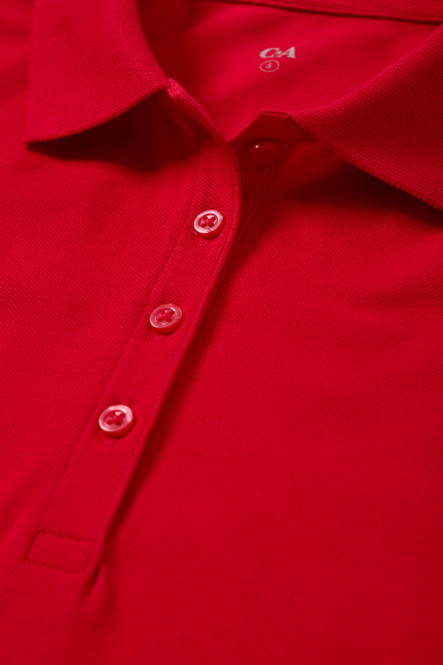 Damen - Basic-Polokleid - rot