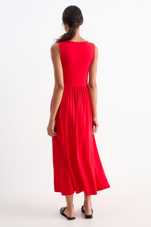 Dona - Vestit bàsic de viscosa - vermell