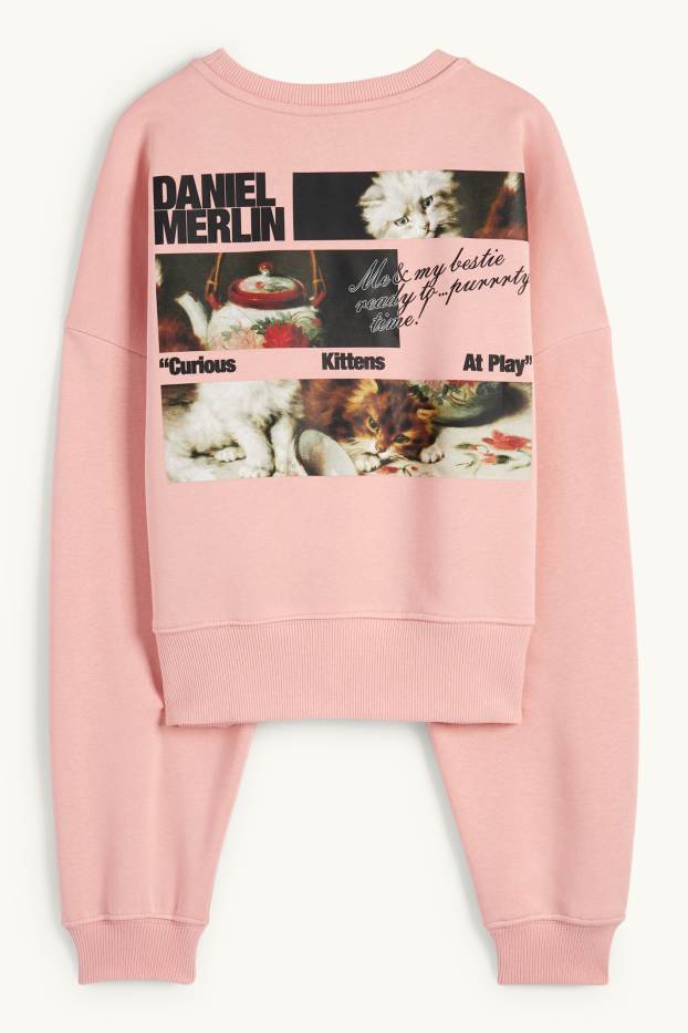 Dames - Sweatshirt - Catlady Collection - donker rose