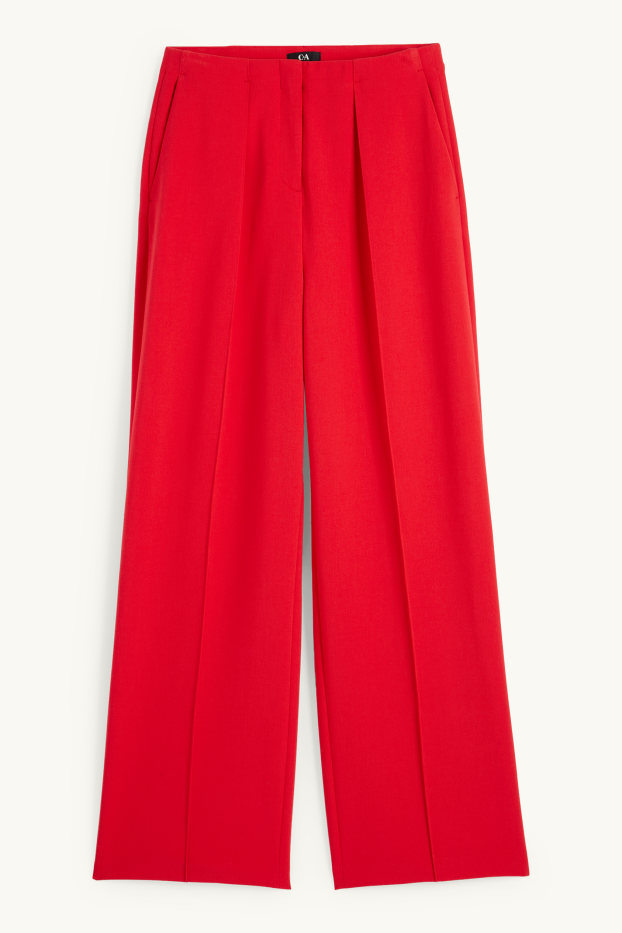 Dames - Pantalon - high waist - wide leg - rood