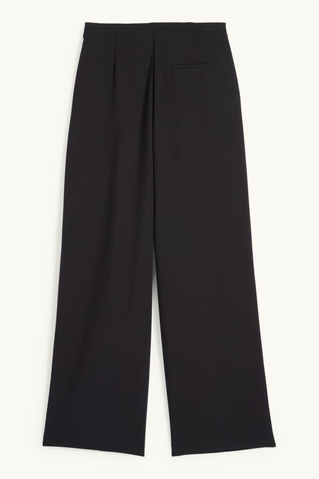 Women - Cloth trousers - high waist - wide leg - black