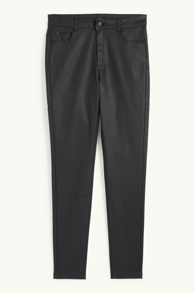 Damen - Hose - High Waist - Skinny Fit - glänzend - schwarz