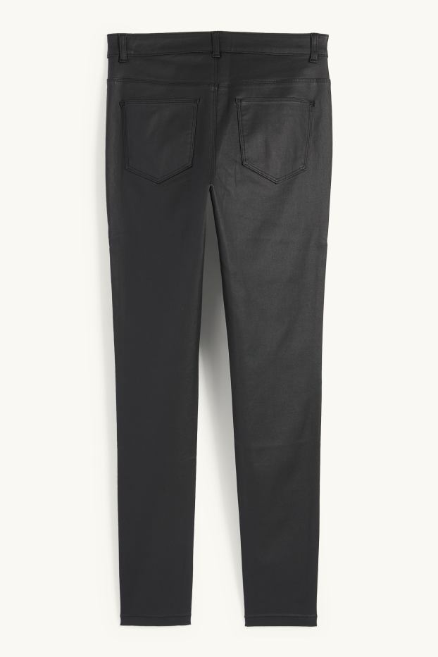 Damen - Hose - High Waist - Skinny Fit - glänzend - schwarz