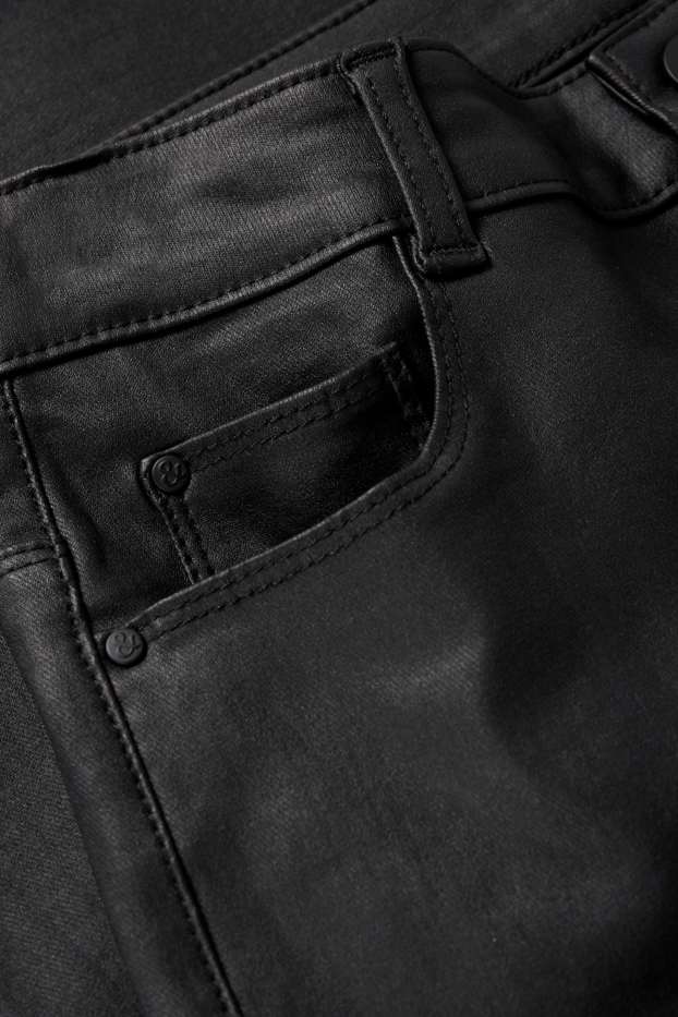 Damen - Hose - High Waist - Skinny Fit - glänzend - schwarz